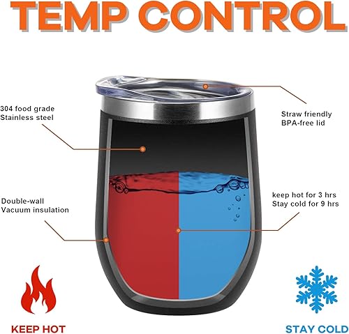 Miniatura 9 de COMOOO - Vaso de vino de acero inoxidable con tapa y pajilla, vaso de 12 onzas al por mayor, doble pared aislada al vacío, taza inoxidable de viaje