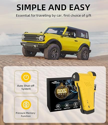 Miniatura 4 de Compresor de aire portátil para inflador de neumáticos de 150 PSI, entradas de potencia duales de 12 V20 V y salida USB, bomba de aire para