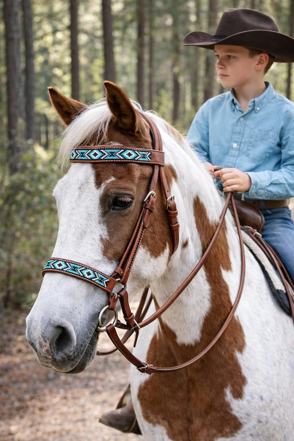 CHALLENGER English Western Horse Leather BITLESS Bridle SIDEPULL Halter REINS 77RS11MG-F