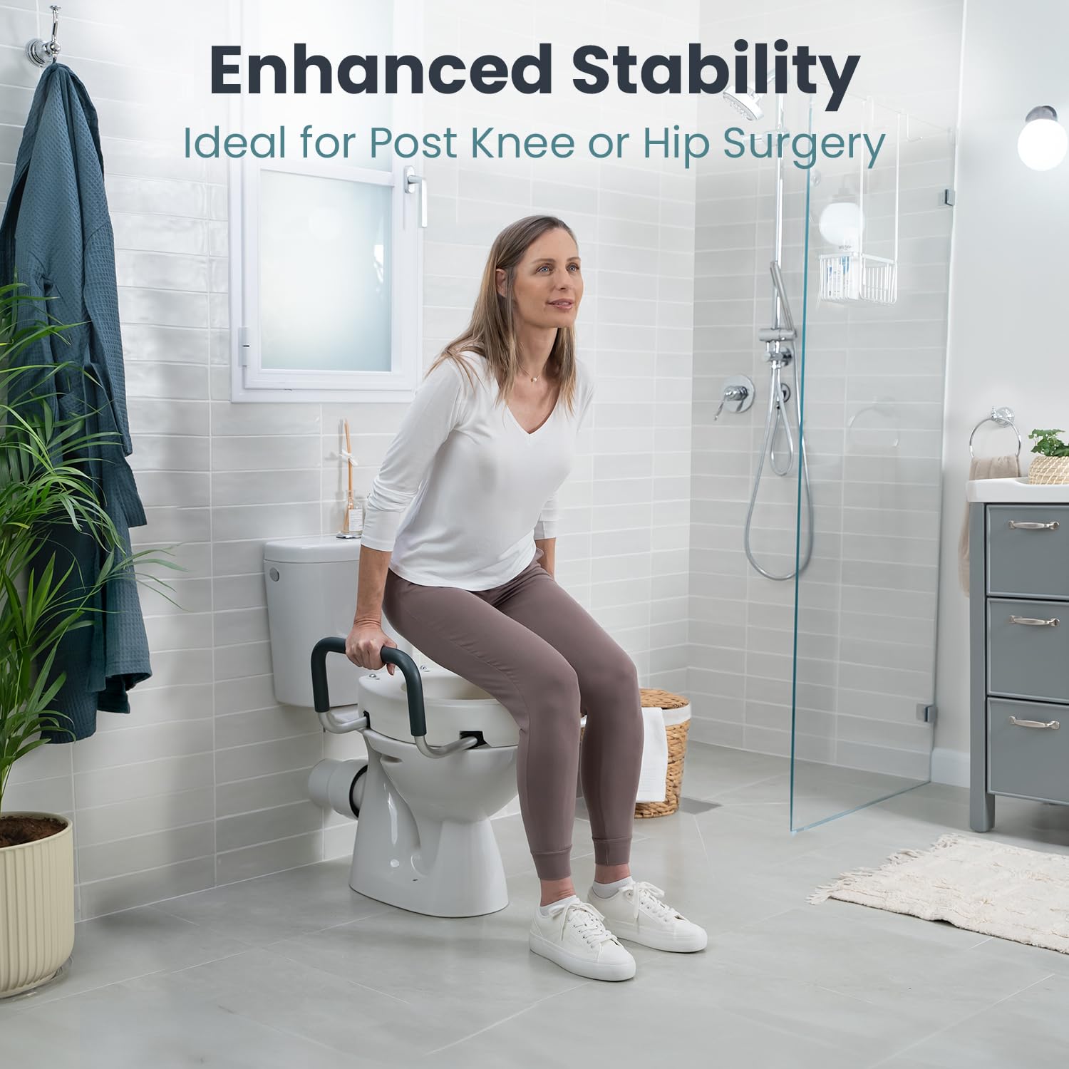 PELEGON Erhöhter Toilettensitz mit Griffen (136 kg) Toilettensitzerhöhungen für Senioren, erhöhter Toilettensitz für Behinderte, Toilettensitz für ältere Menschen und Behinderte, Standardsitz
