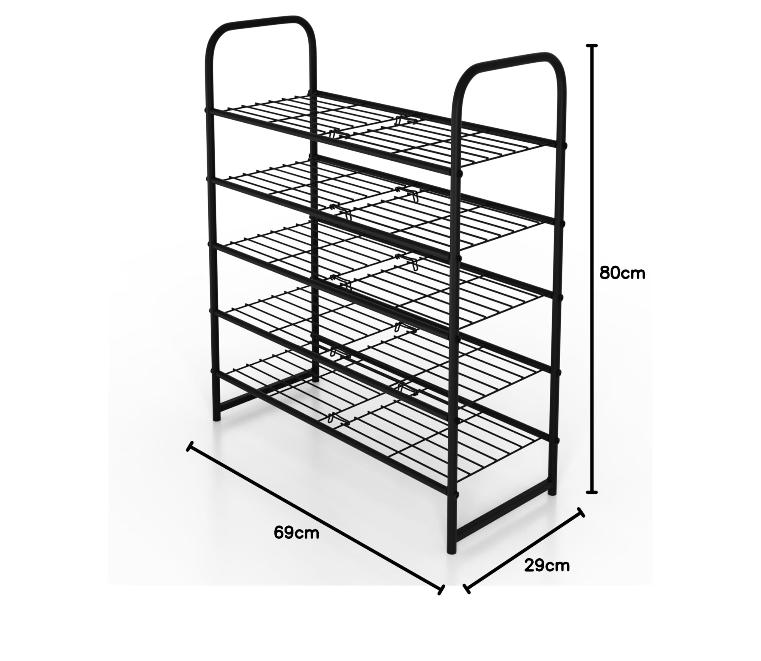 Lenmar, SHM 5, Schuhregal mit 5 Ebenen, Schuhschrank, Schuhaufbewahrung, Schuh-Organizer für 12-15 Paar, Metall, schmal, Ständer, schwarz, Schuhaufbewahrung, Wohnzimmer, Schlafzimmer