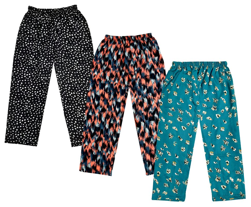 Image of indi weaves Girls Crepe Printed Regular Fit Capri 3 /4th Pants (Pack of 2) Green::Black