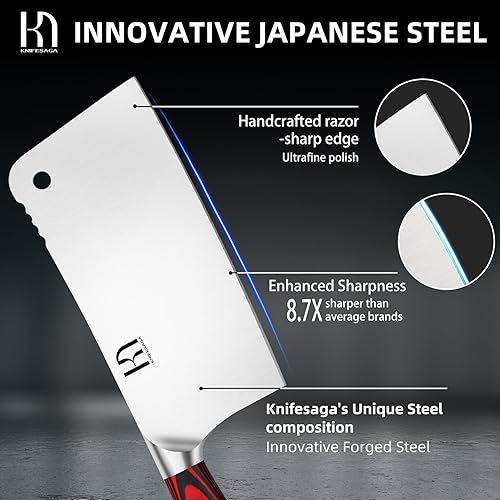 Miniatura 2 de 7CR17MOV - Cuchillo de carnicero de acero inoxidable de alto carbono de 7.5 pulgadas con mango ergonómico, ultra afilado, útiles utensilios de