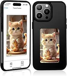 LICOME Capa de telefone Smart E-Ink Screen - Capa de telefone DIY com NFC - Tela de tinta de imagem personalizada DIY para 16/15/14/13 (definição padrão - preto, telefone 15)