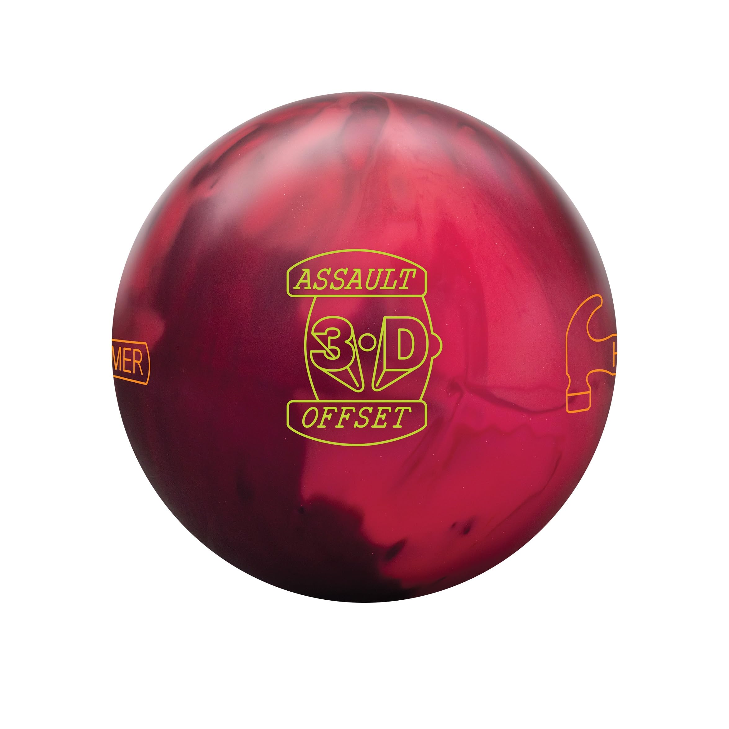 Bowlerstore Products Hammer PRE-DRILLED 3-D Offset Assault Bowling Ball - Red/Cherry/Dark Red 12lbs