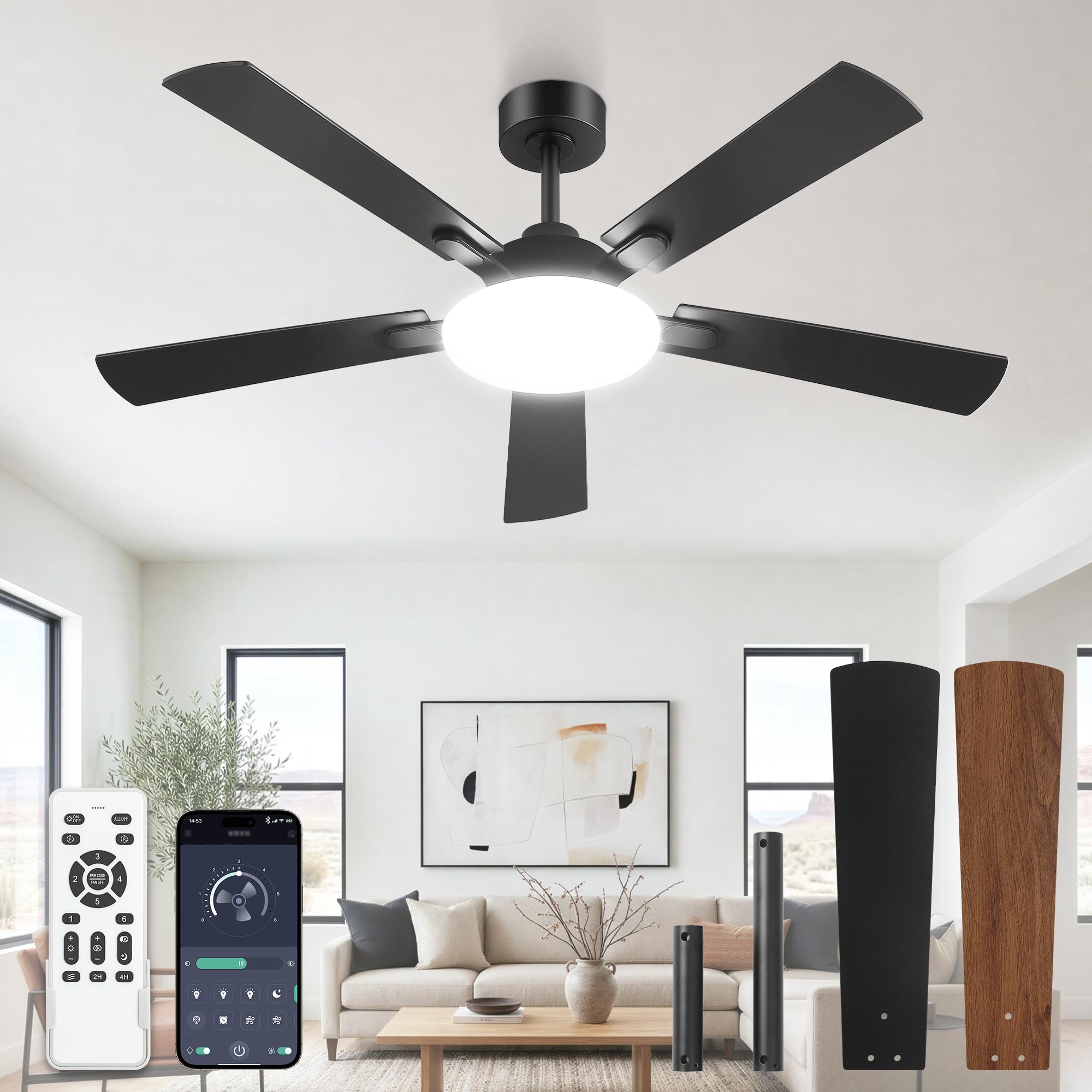 Photo 1 of LEDIARY 52 Inch DC Motor Ceiling Fan with LED Light