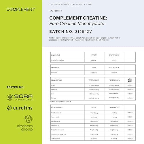Miniatura 5 de Complement Monohidrato de creatina en polvo micronizado para mujeres y hombres (0.18 onzas, 60 porciones) antes del entrenamiento, después del