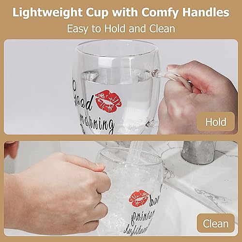 Miniatura 4 de Juego de tazas de café de vidrio de doble pared, tazas de vidrio con aislamiento transparente para bebidas calientes, adecuadas para té, café