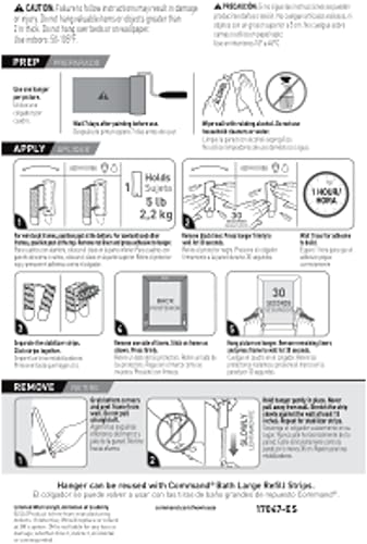 Miniatura 8 de Command Percha universal grande para marco, 3 perchas, 6 tiras, 6 tiras estabilizadoras de marco, paquete de 4, decora sin daños