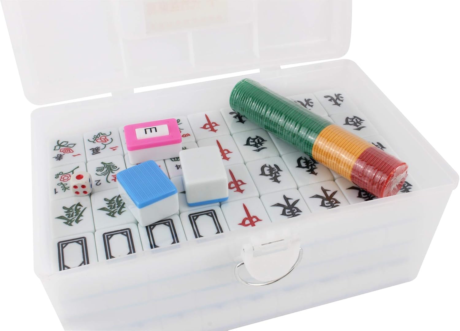 X - Large 广东大麻将 Chinese Guangdong Tiles Mahjong Set 144 Tiles 1.5 x 1.2 x 0.9 Inches Easy-to-Read Game Set/Complete Set Gift/Birthday (Mah-Jongg, Mah Jongg, Majiang) (Sky Blue)