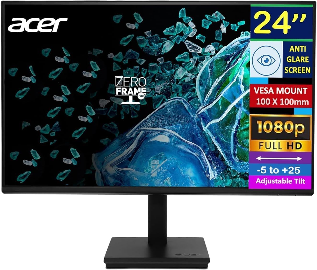 Acer Vero V247Y G 24" Class Full HD LCD Monitor - 16:9 - Black, цвет: Чёрный