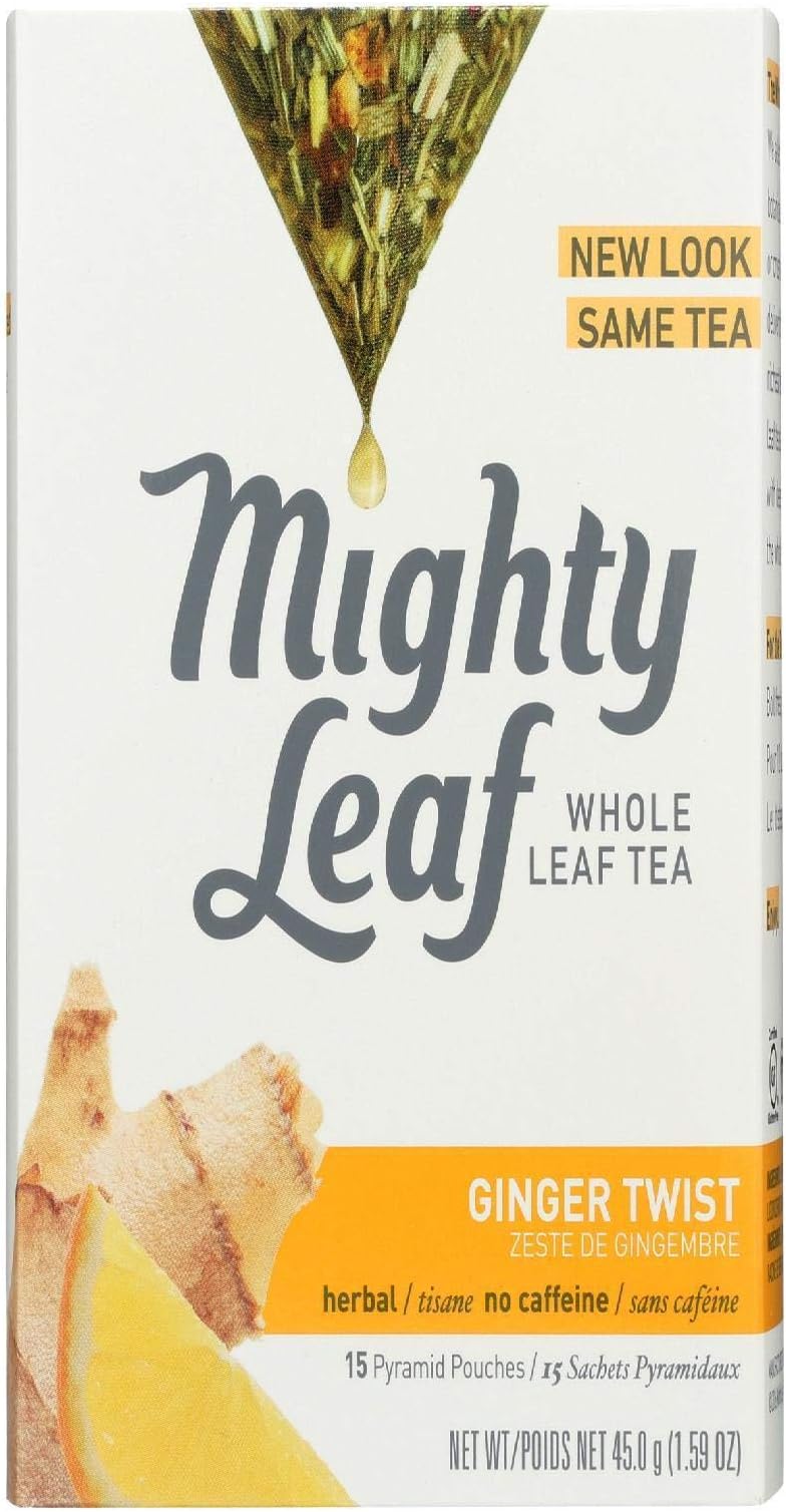 Mighty Leaf Tea Ginger Twist, Whole Leaf Pouches, 1.59 Ounces, 15 Count