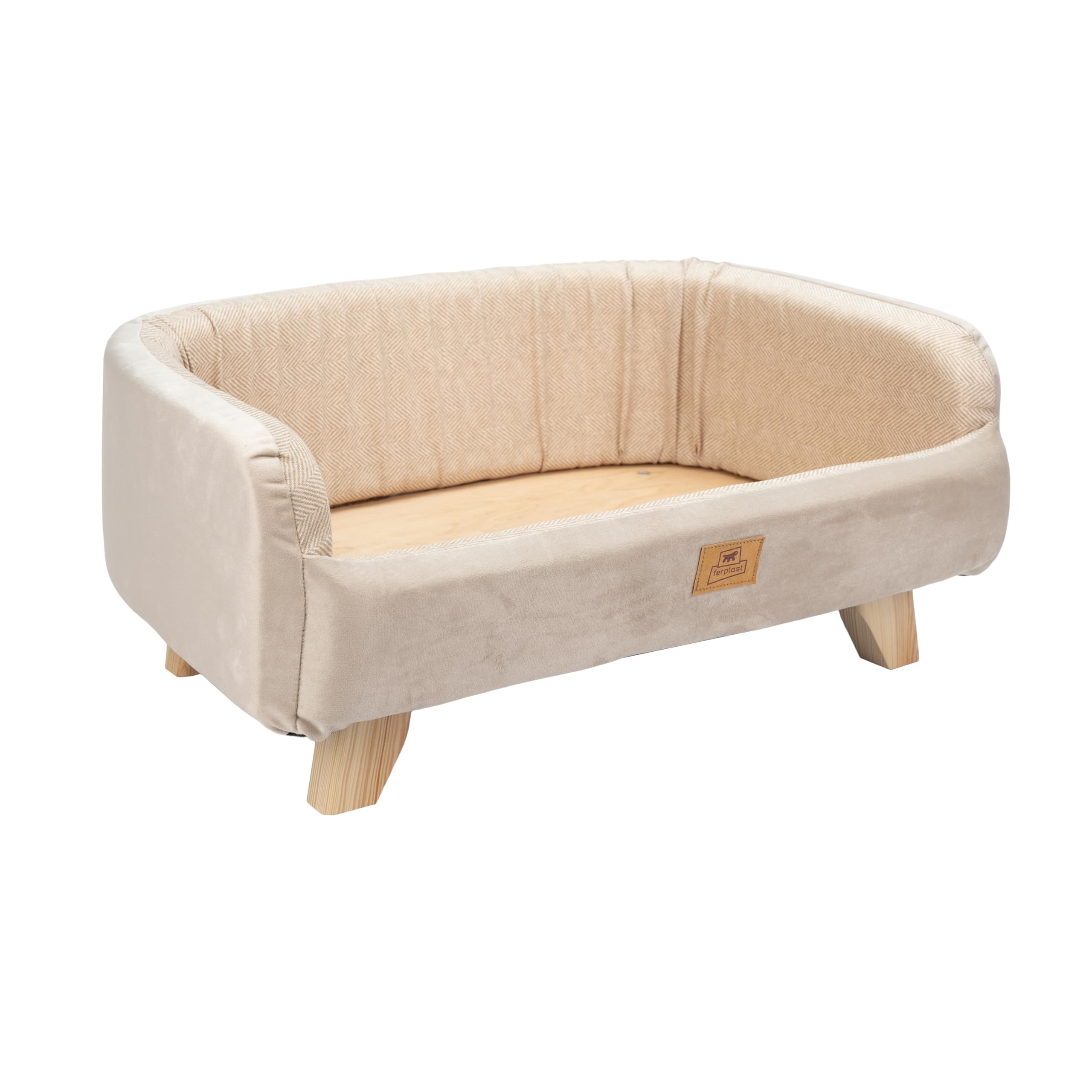 Ferplast Cuccia Cani e Gatti in Legno Certificato FSC® con Cuscino Morbido, Stile, Comfort e Durevolezza, 62 x 45 x h 26 cm.