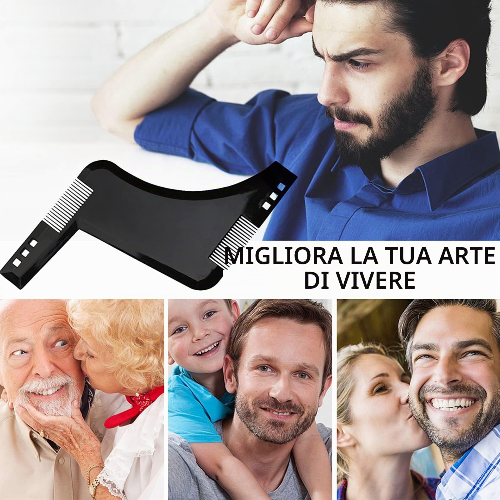 Pettine Stencil Barba,Signori pizzetto Collo Sagome per Barba Styling Tool per rasatura della barba.