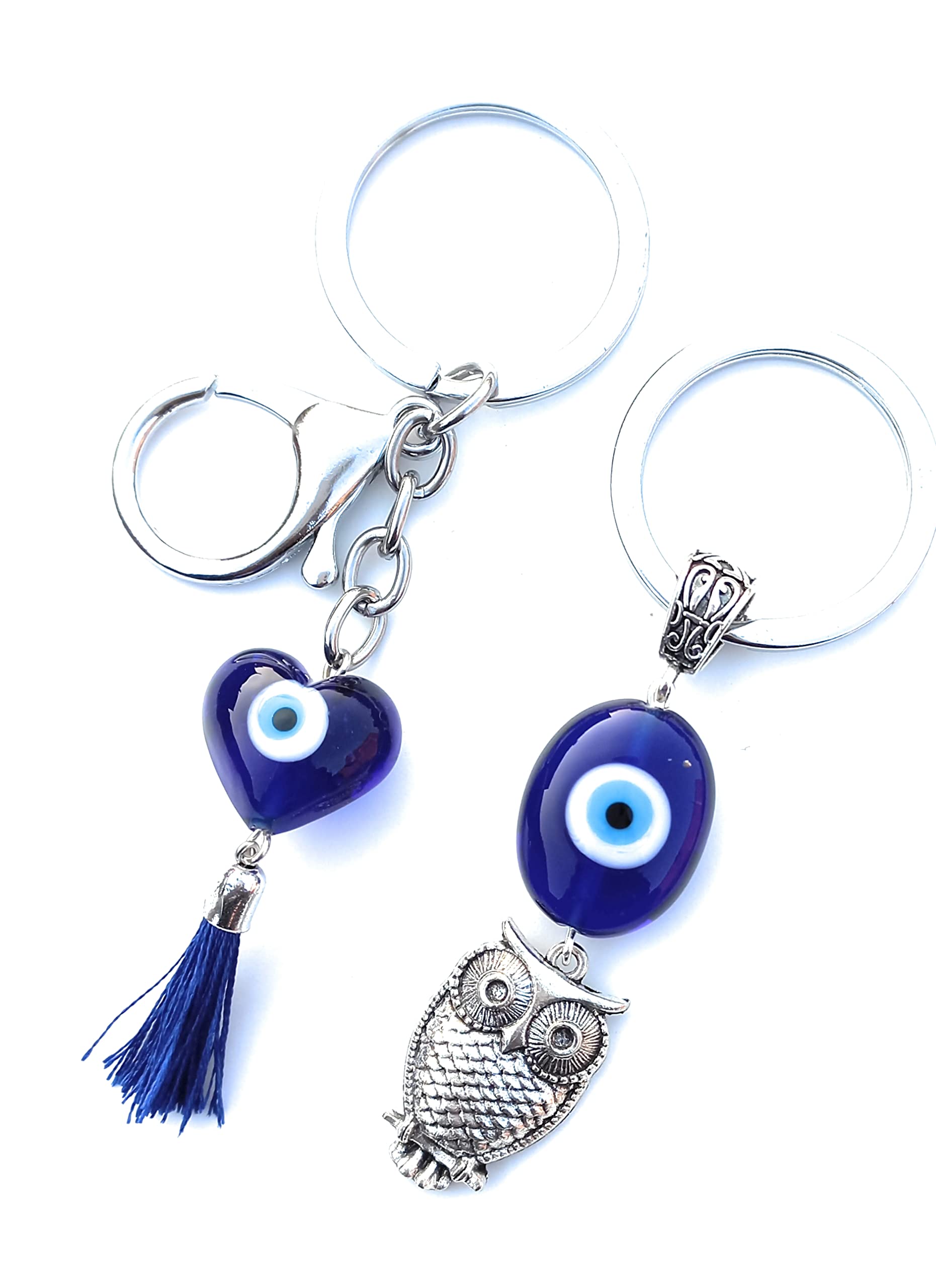 (Pack of 2) Evil Eye Keychain Key Ring for Women Men Car home Good Luck prosperity negative energy removal Lucky Charm Protection DIY Key Chains Ring