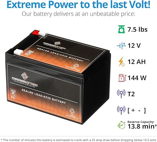 Miniatura 10 de Chrome Battery Batería de repuesto recargable SLA de 12V 12AH compatible con UPS Backup, scooter eléctrico, silla de ruedas y alarma 5.94 x 3.86 x