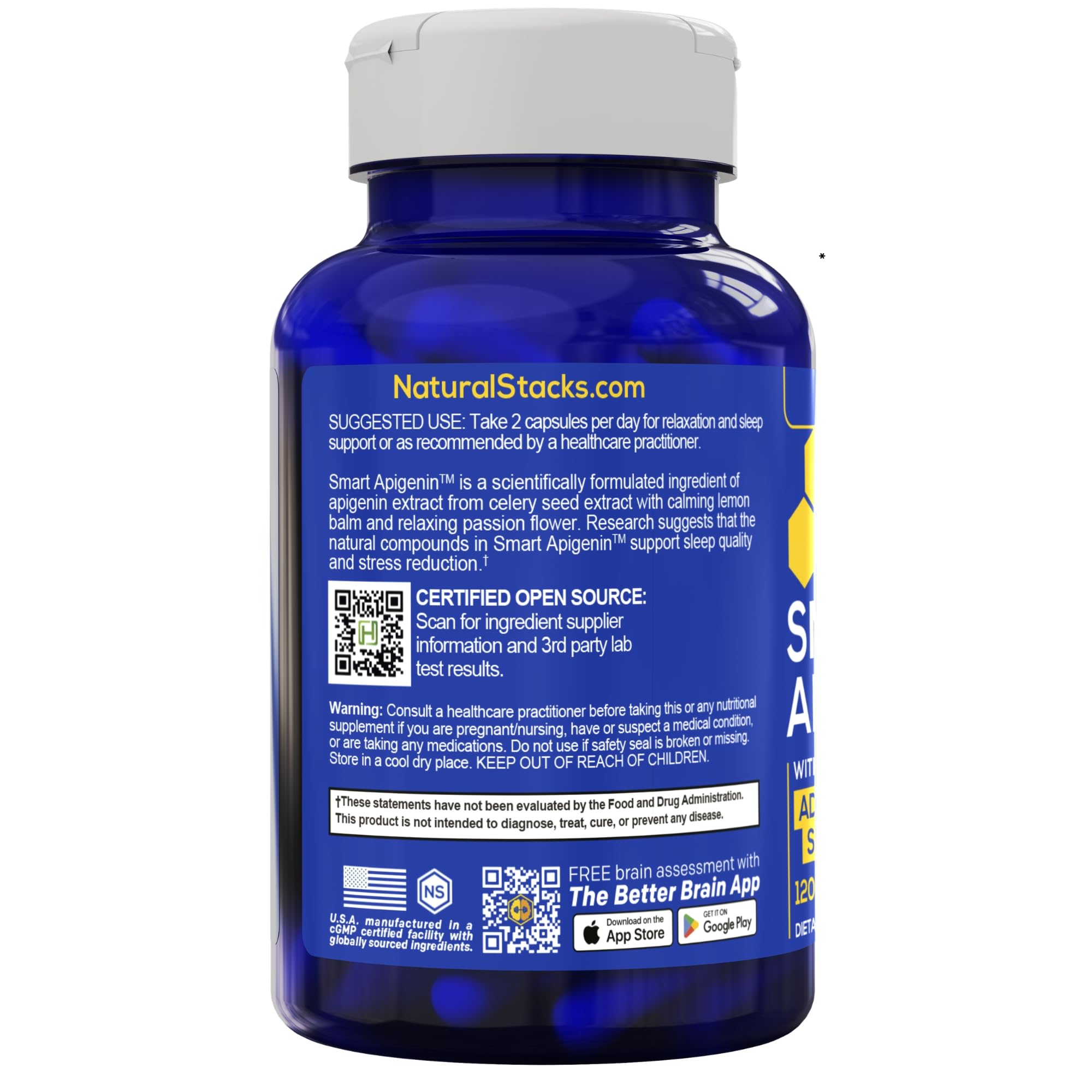 Smart Apigenin Sleep Supplement, Melatonin Free Sleep Support, 60 Servings — Amazon image 7