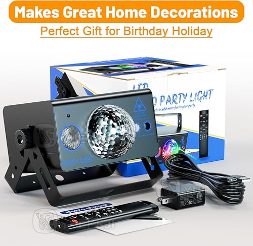 Miniatura 7 de Luces de bola de discoteca para fiesta, luz estroboscópica de discoteca activada por sonido, multipatrones para fiestas, DJ, rave, familia, karaoke,