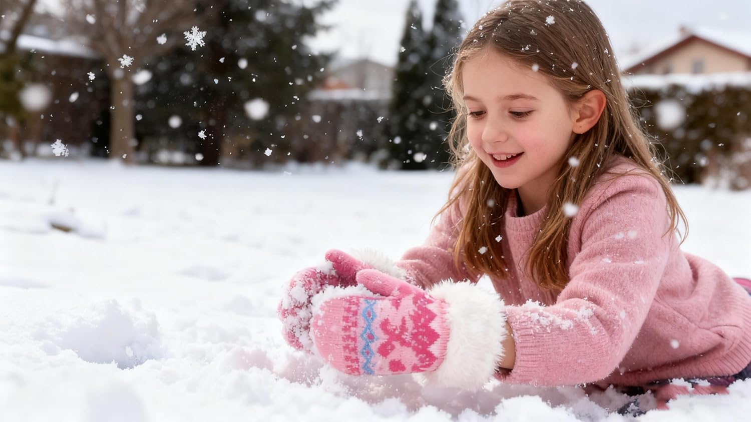 INOGIH Kids Toddler Winter Knit Mittens Gloves - Soft Warm Windproof Snow-Gloves for 3-7 Yrs - Image 4