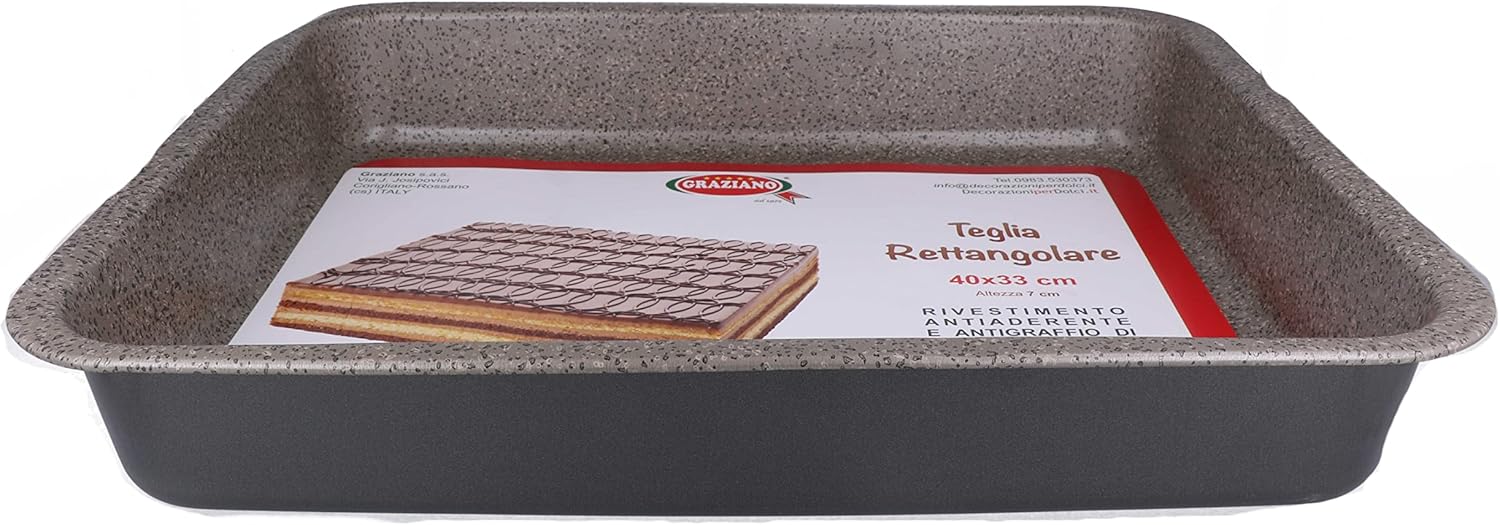 Graziano, Rectangular Baking Sheet, Made of Aluminum and Equipped with 7 Layers of Non-Stick and Scratch Resistant, Ideal for Pizzas and Pastry, PFOA Free, 40 x 33 cm