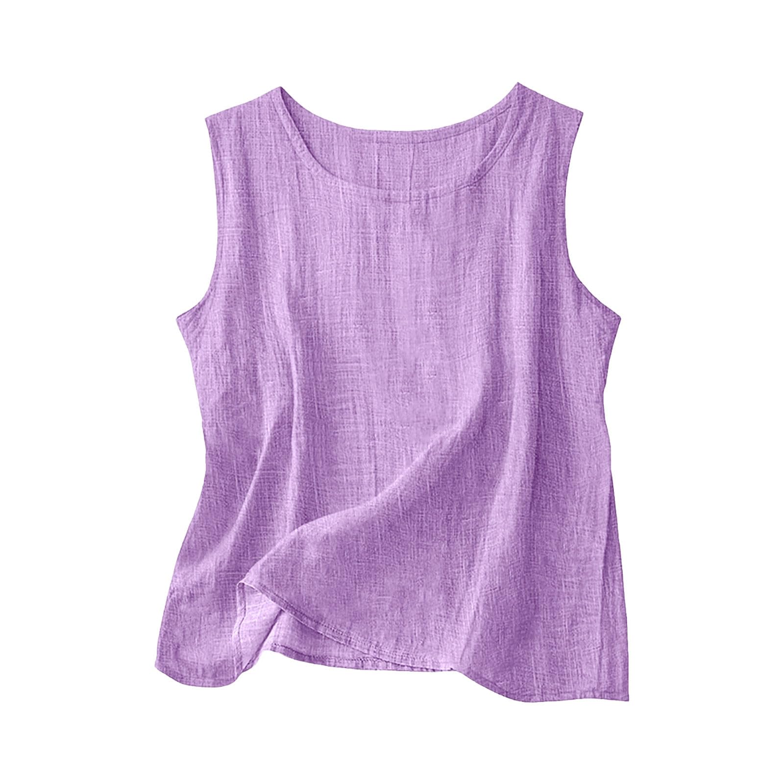 Zweiteiler Damen Sommer Leinen Tank Top und Shorts 2-Teilig Ärmellos Musselin Hosenanzug Leichte Einfarbig Outfits Atmungsaktiv Freizeitanzug Loungewear mit Taschen