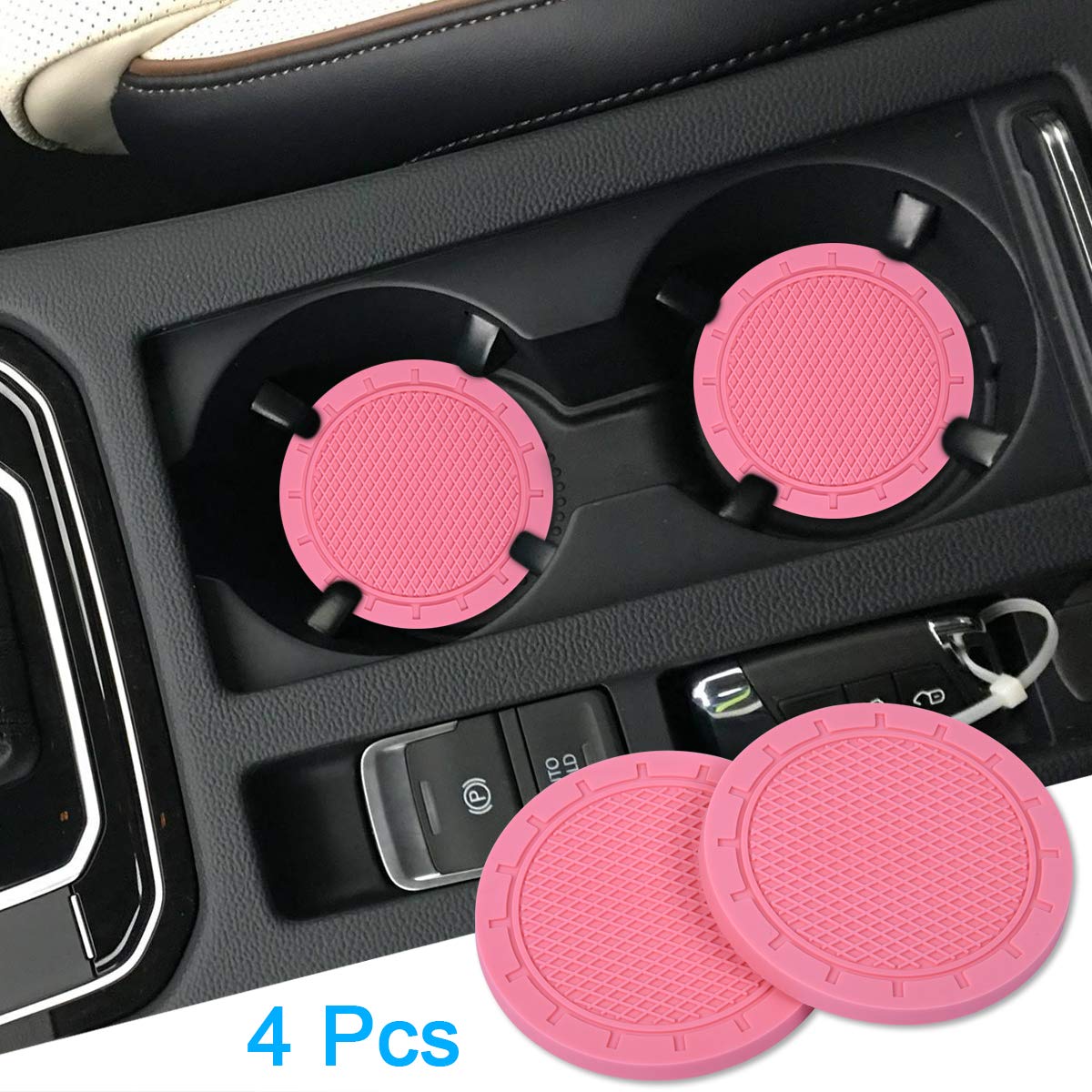 Sottobicchieri Auto Wisdompro 4Pcs - Universali Antiscivolo 7cm Diametro Rosa - Foto 8