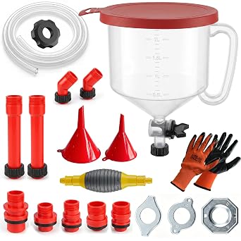 20-Piece No-Spill Coolant Funnel Kit, Universal Radiator Burping Funnel with with 59" Long Hose, Adapters, Extensions, Elbows, Bleeder Tool for Car, SUV, Truck Cooling System Refill