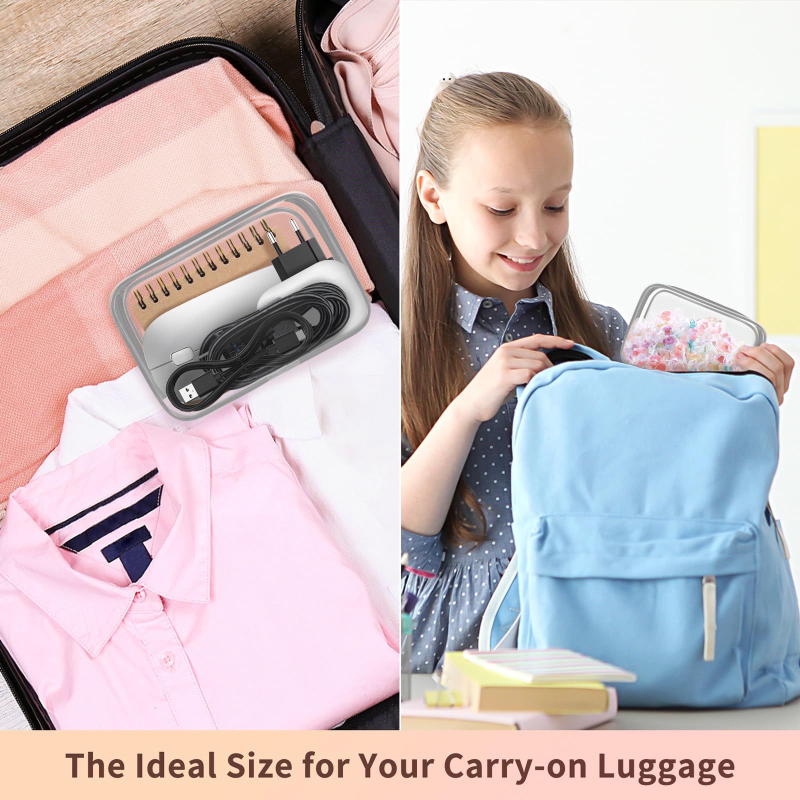 TISRATOK 12 bolsas de maquillaje transparentes para mujer con cremallera, bolsa de aseo aprobada por la TSA, bolsa de cosméticos a granel para organizador de viaje esencial, Gris, S, Diario