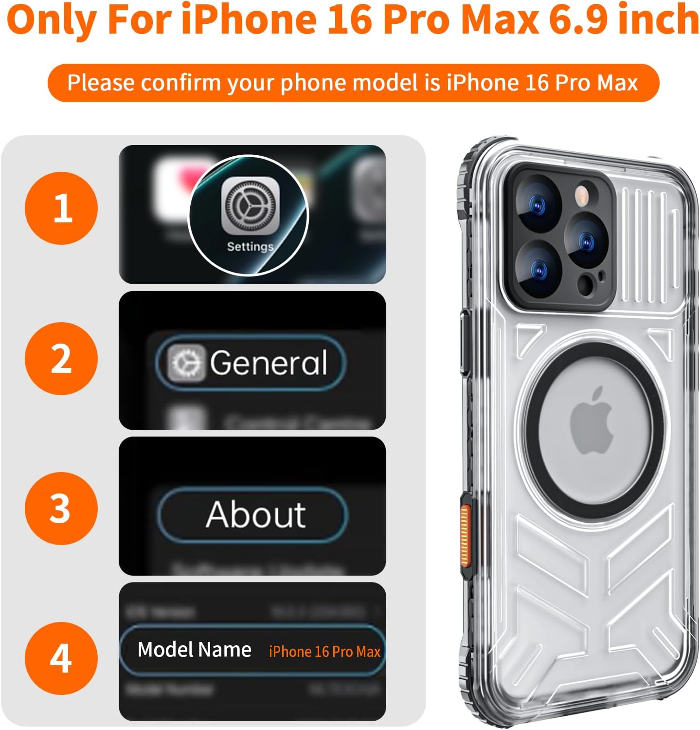 for iPhone 16 Pro Max Waterproof Case Compatible with MagSafe, IP68 Underwater Case Built-in Screen Protector, Slim Translucent 360° Full Body Protection, 12FT Military Grade, 6.9 Inch (Black) - Image 7