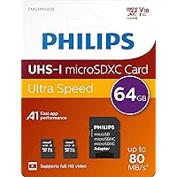 Philips Scheda MicroSD da 64 GB, fino a 80 MB/s (R)