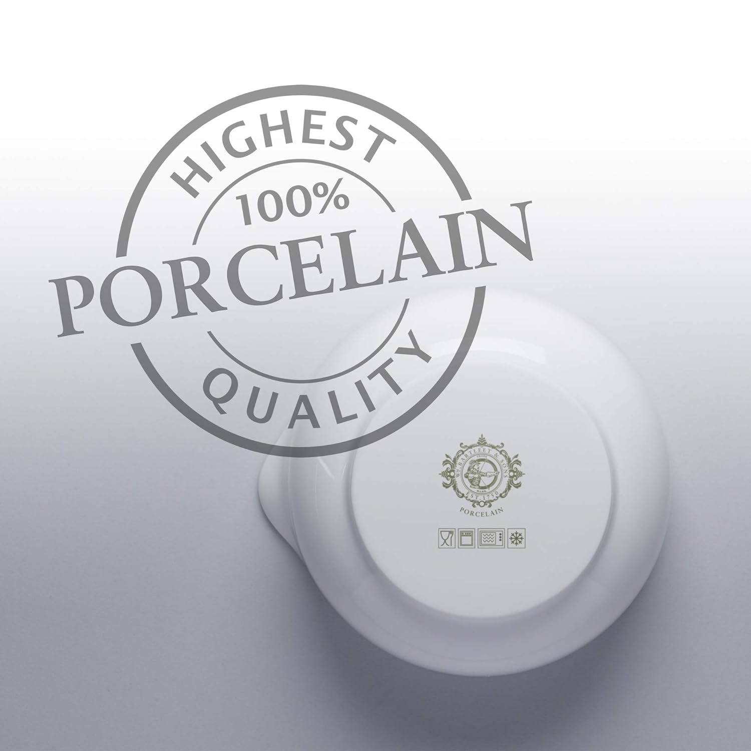 WM Bartleet & Sons 1750 Traditional Porcelain Mortar & Pestle, Herb and Spice Grinder 14cm – White