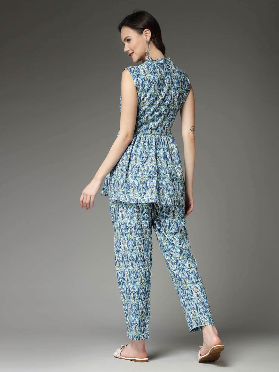 Stylum Women's Printed Rayon Co-Ord Set (Csbluecherry34_Blue, Xs)