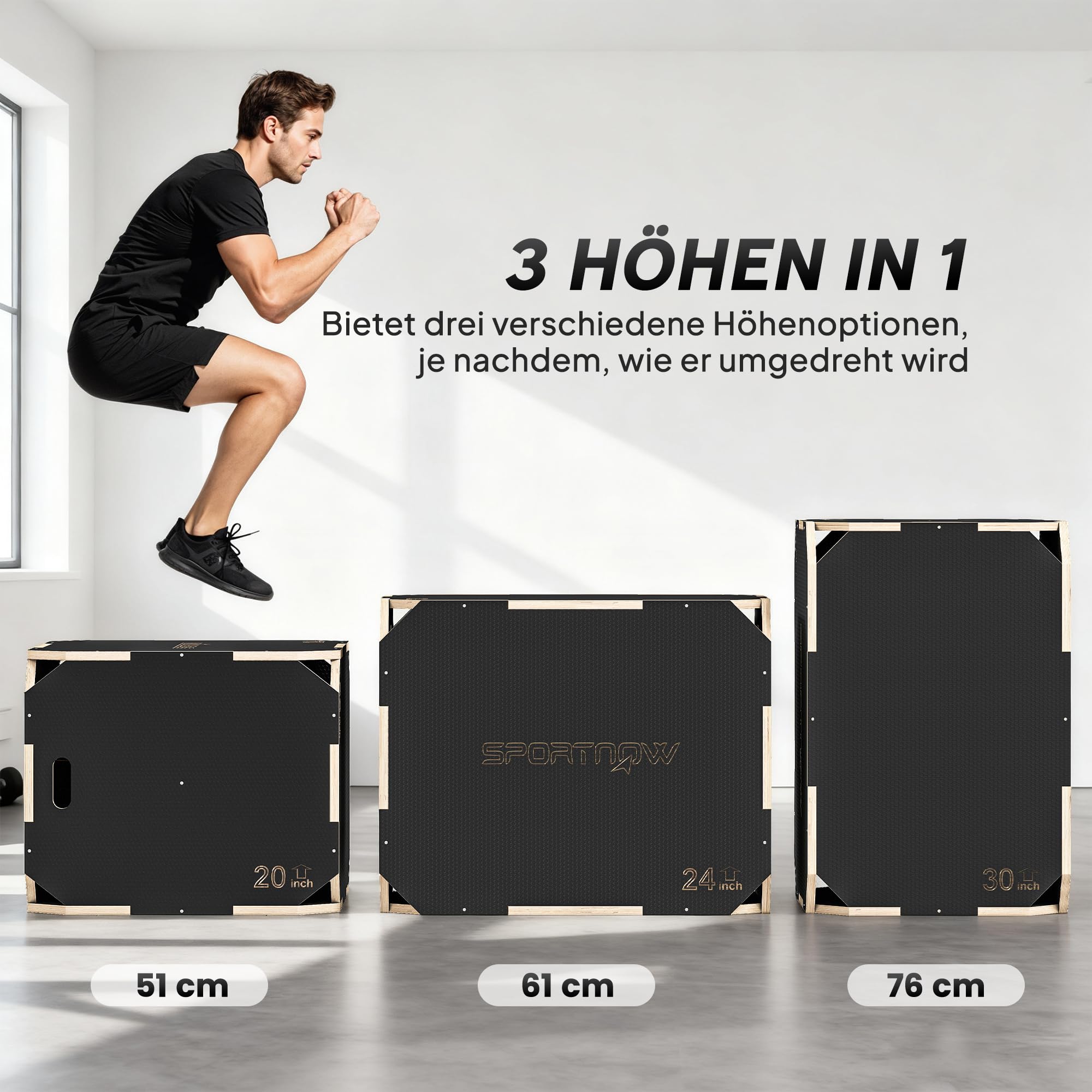 SPORTNOW Plyo Box - Cassetta per Saltare Step up jumpbox Unisex Adulto