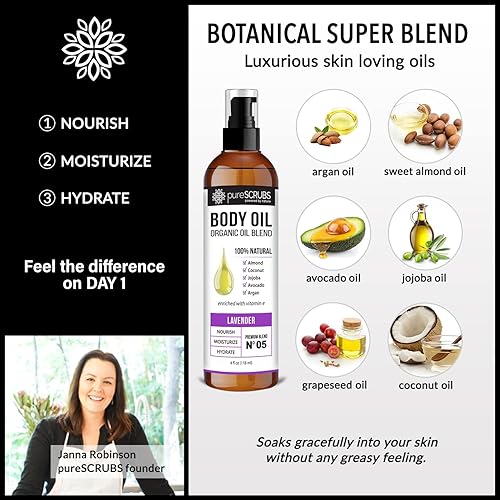 Miniatura 7 de pureSCRUBS Ultra Hidratante Lavanda Aceite Corporal Spray para piel seca masaje cutículas y más mezcla orgánica de aceites de jojoba argán coco