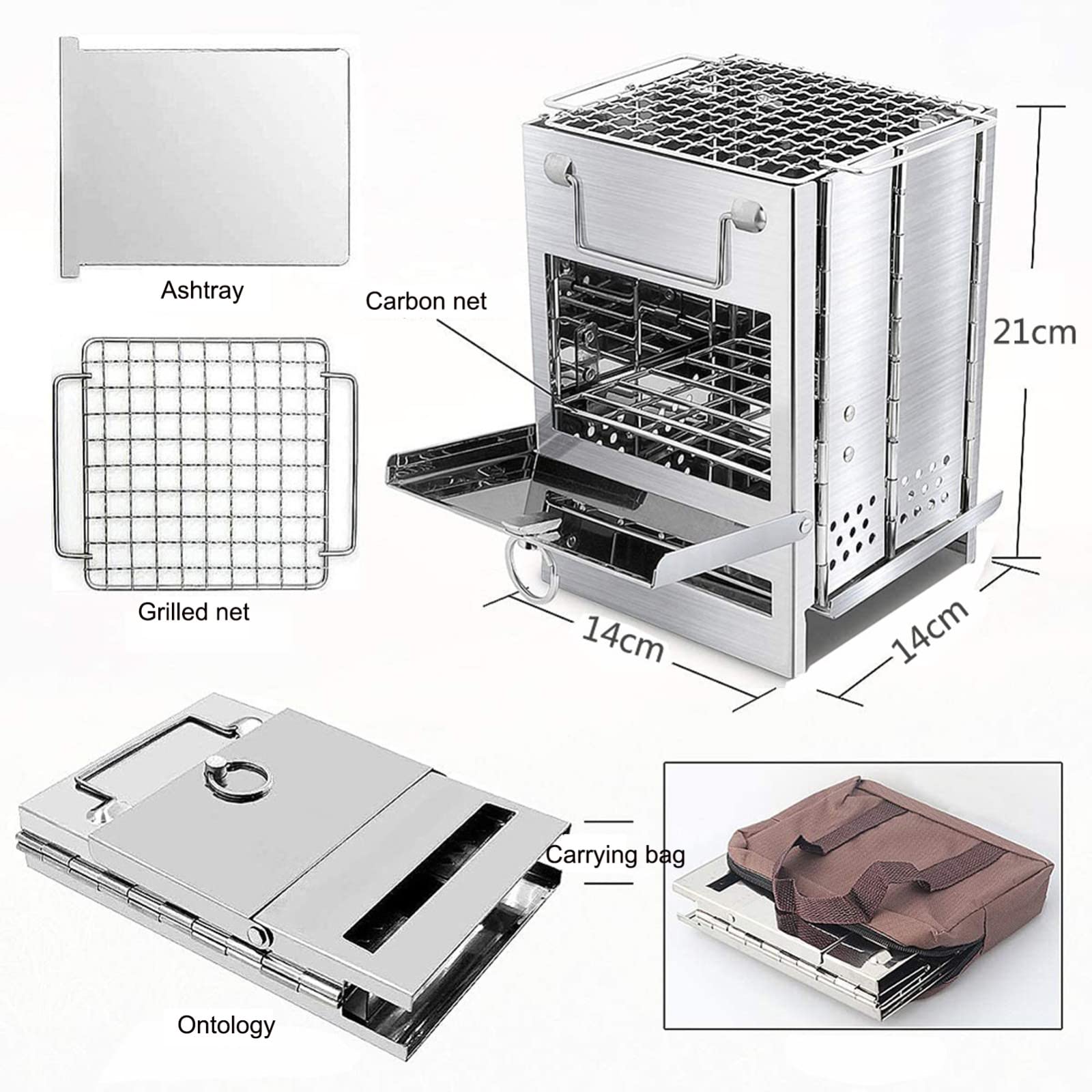 Réchaud de camping/réchaud de randonnée, réchaud de camping, réchaud à fusée, réchauds de camping à bois pliable réchaud de randonnée portable mini réchaud léger en acier inoxydable pour randonnée e