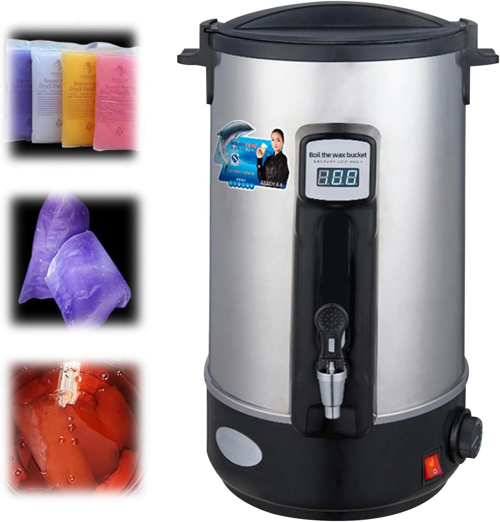 RUGPDA Kit completo per la creazione di candele fai da te, 8 l/12 l/16 l/20 l, fonditore per candele antiaderenti, vaso elettrico per sciogliere candele, cera di soia e cera d'api, ideale per adulti