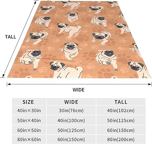 Miniatura 4 de Linda manta de carlino de regalo para niños y adultos, amantes de los pugs para la sala de estar, ropa de cama, sofá, suave, ligera, cálida,