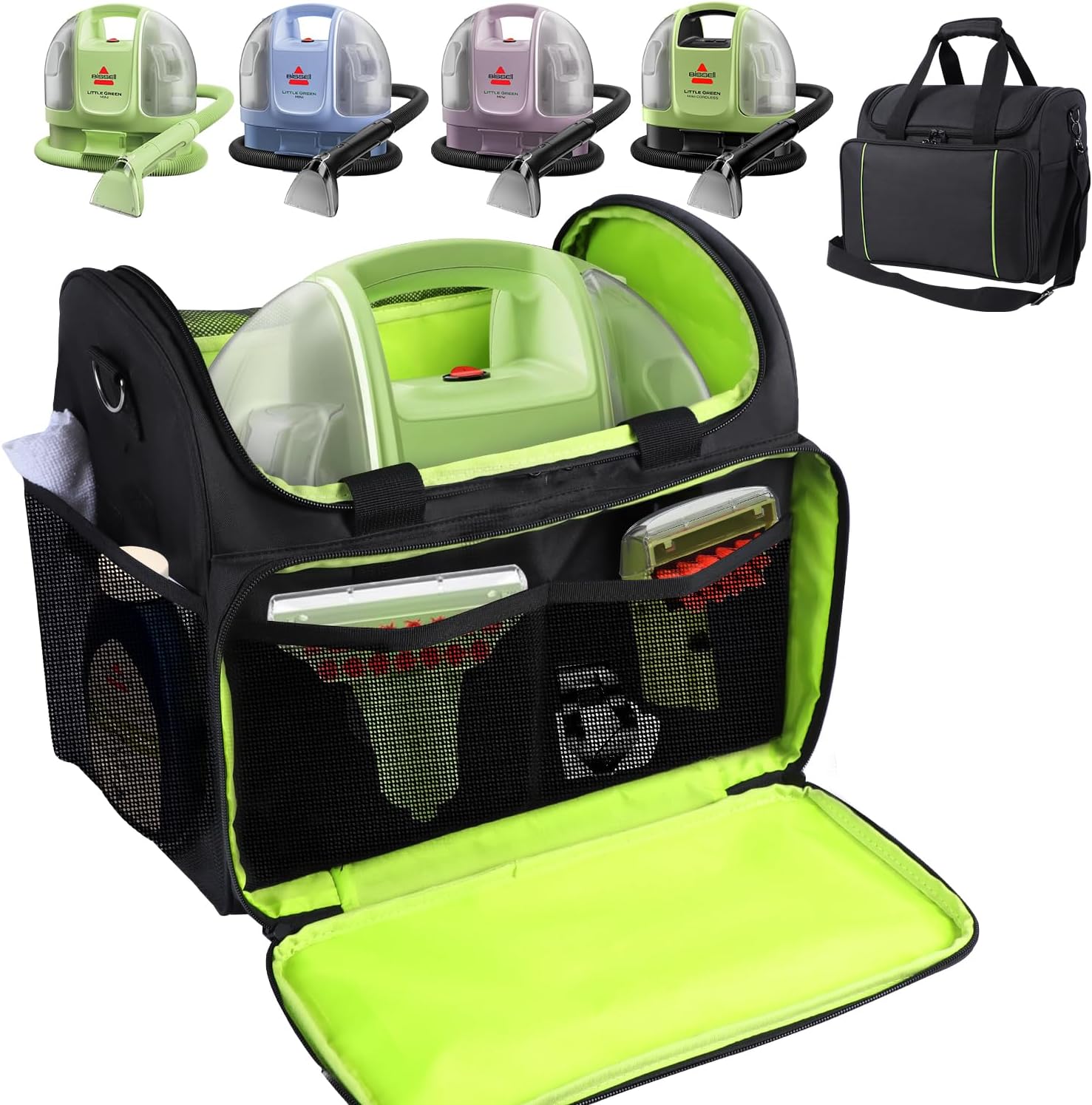 Storage Bag Compatible with BISSELL Little Green Mini Carpet and Upholstery Cleaner 4075/4075L/4075F,Portable Carry Bag with Pockets for BISSELL Little Green Cleaner,Large Space Carry Case,Case Only