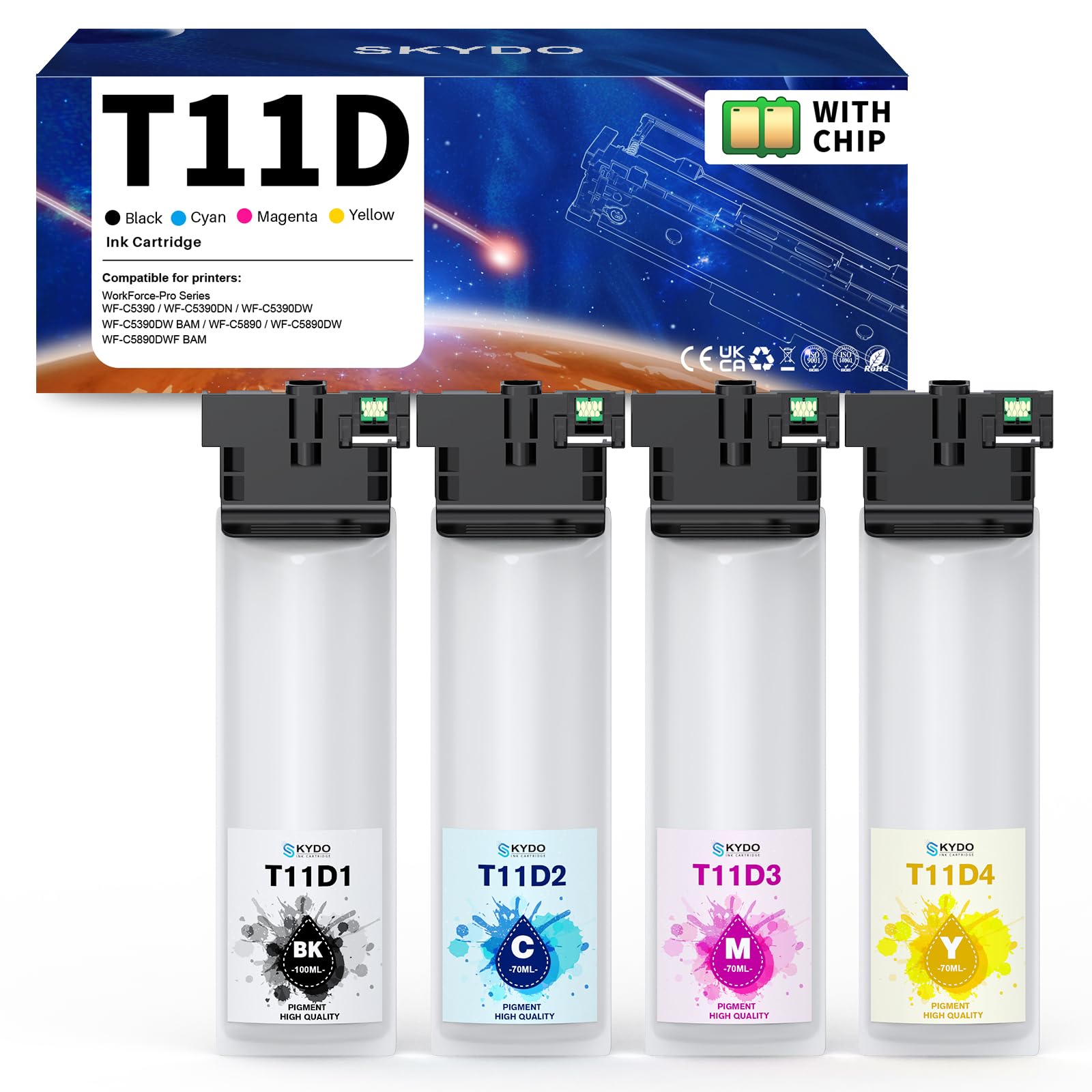 Skydo Cartucce d'inchiostro T11D ad alta capacità, compatibili con Epson T11D1, T11D2, T11D3, T11D4 per Workforce-Pro WF-C5390DN, WF-C5390DW, WF-C5390DW BAM, WF-C5890DW, WF-C5890DWF BAM
