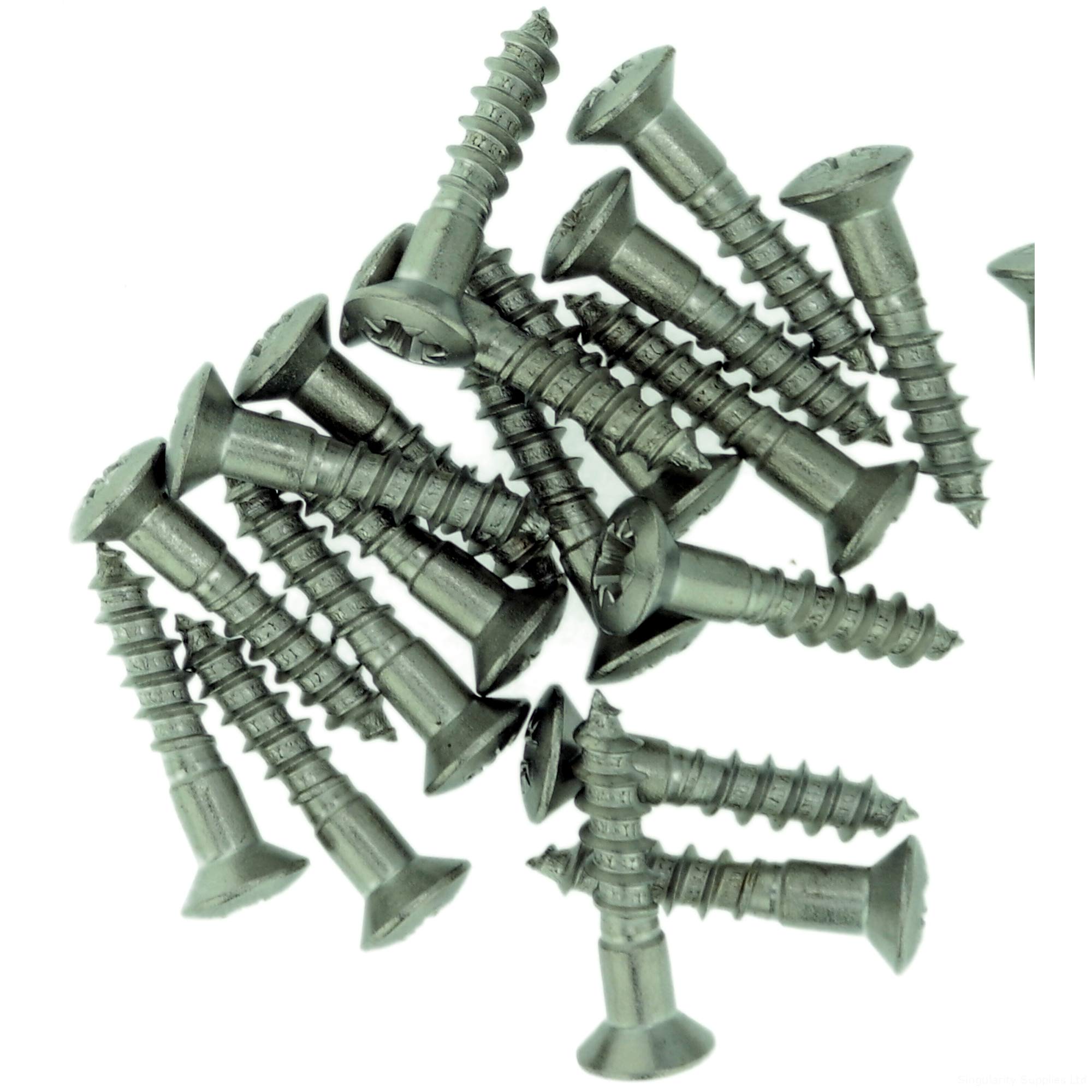Singularity Supplies No.10 X 1.38 (5.0Mm X 35Mm) Pozi Raised Countersunk Wood Screw - Stainless Steel (A2) (Pack Of 20)