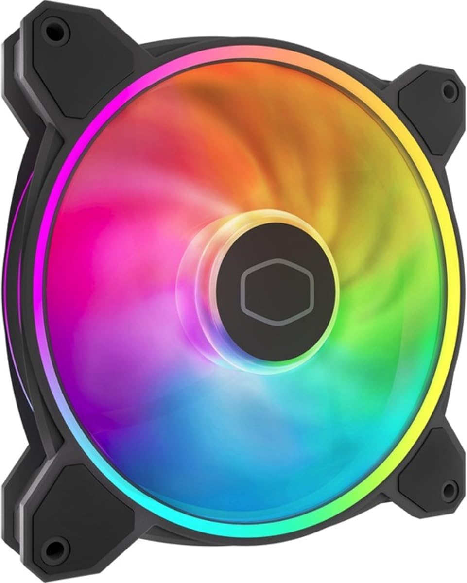 Cooler Master MF140 Halo² Case Liquid Cooler Air Cooler Fan, 140mm Fan, Dual-Loop aRGB Rings, Dynamic PWM 2,050 RPM, Air Balance Blades, aRGB Lighting, Hybrid Frame