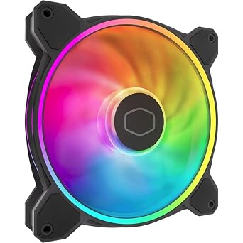 Cooler Master MF140 Halo2 Case Liquid Cooler Air Cooler Fan, 140mm Fan, Dual-Loop aRGB Rings, Dynamic PWM 2,050 RPM, Air Balance Blades, aRGB Lighting, Hybrid Frame