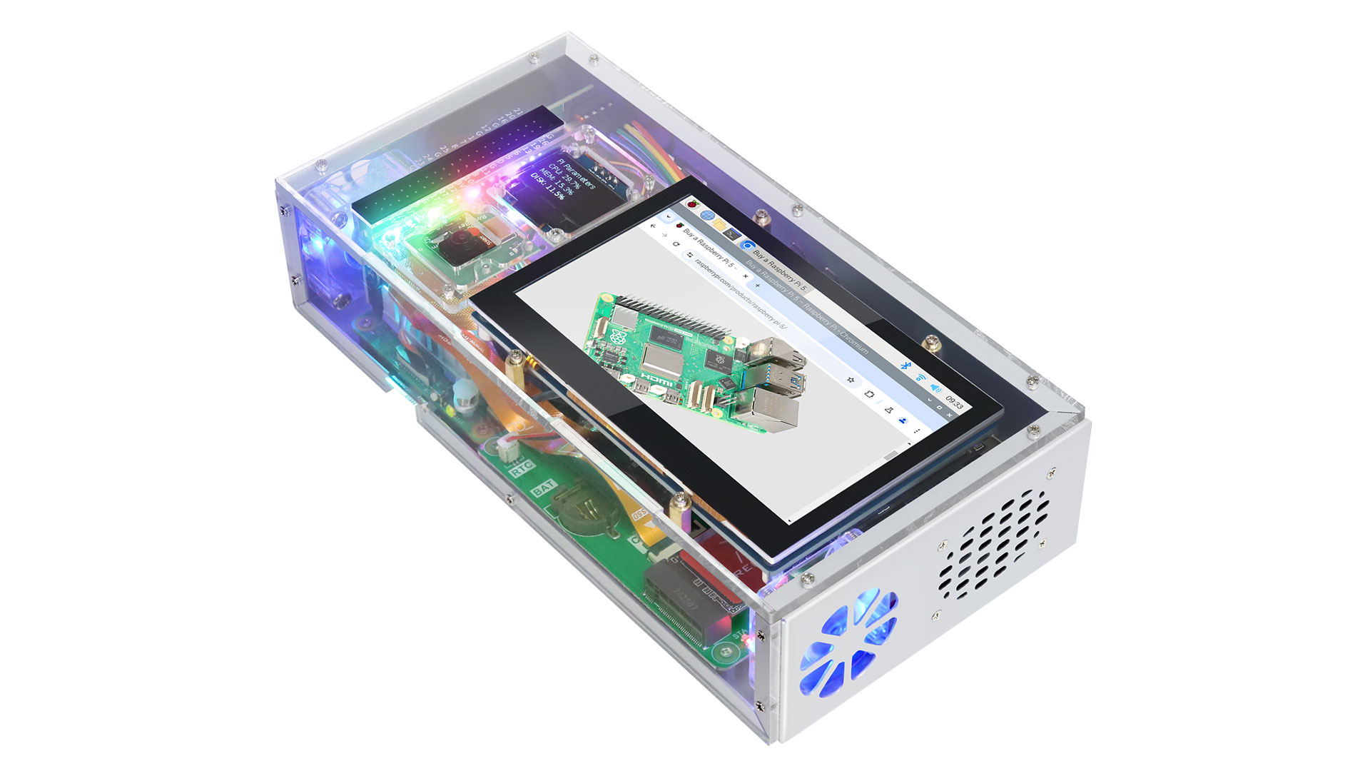 raspberry pi 5 8GB＋8インチ タッチスクリーン Raspberry Pi用 5インチ タッチスクリーン液晶 800×480・MIPI DSI接続