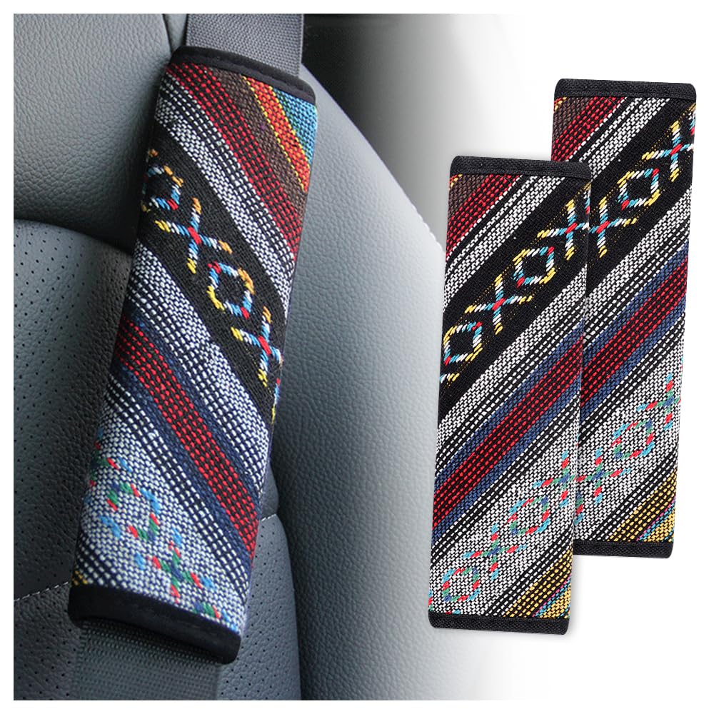 2PCS Seat Belt Cover Pad,Boho Seatbelt Cushion for Car Decorations & Shoulder Protection,All Season Universal Car Accessories Interior Seatbelt Covers for Kids Adults (Seatbelt Cover-A)