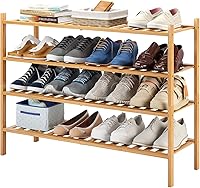 Vista 10 de Zapatero de bambú de 6 niveles para entrada, apilable, resistente, multifuncional, zapatero independiente para dormitorio, pasillo, armario