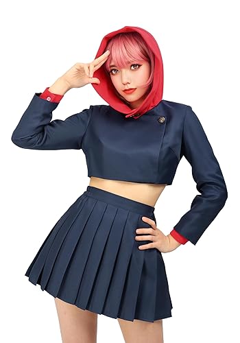 DAZCOS Anime Women's Cosplay US Size Costume Hoodie jacket Pleated Skirt Uniform for Party Halloween - Small