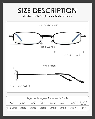 Miniatura 3 de Paquete de 3 lentes de lectura delgados de bolsillo para hombres y mujeres, bloqueo de luz azul, compactos, bisagra de resorte, lentes de marco de