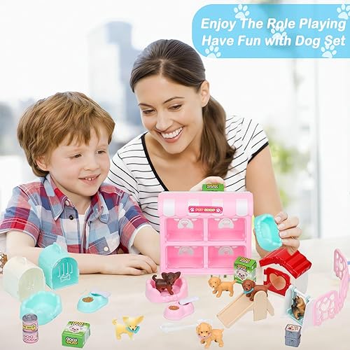 Miniatura 2 de SweetAce 32 Piezas Juguetes de Perros para Niños Juego de Simulación Conjunto de Figuras de Perro Juguete para Niños Pequeños Conjunto de Juego de