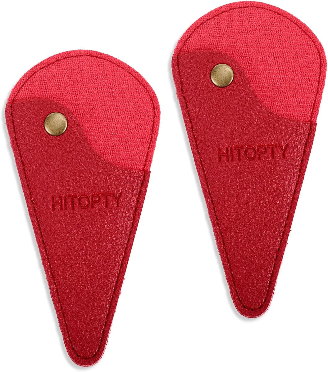 2-Pack 5.3 inches Small Scissors Protective Cover | PU Leather, Compact, Ambidextrous, Scissors Case Sheath for Storing Craft Embroidery Sewing Facial Hair Shears, Red