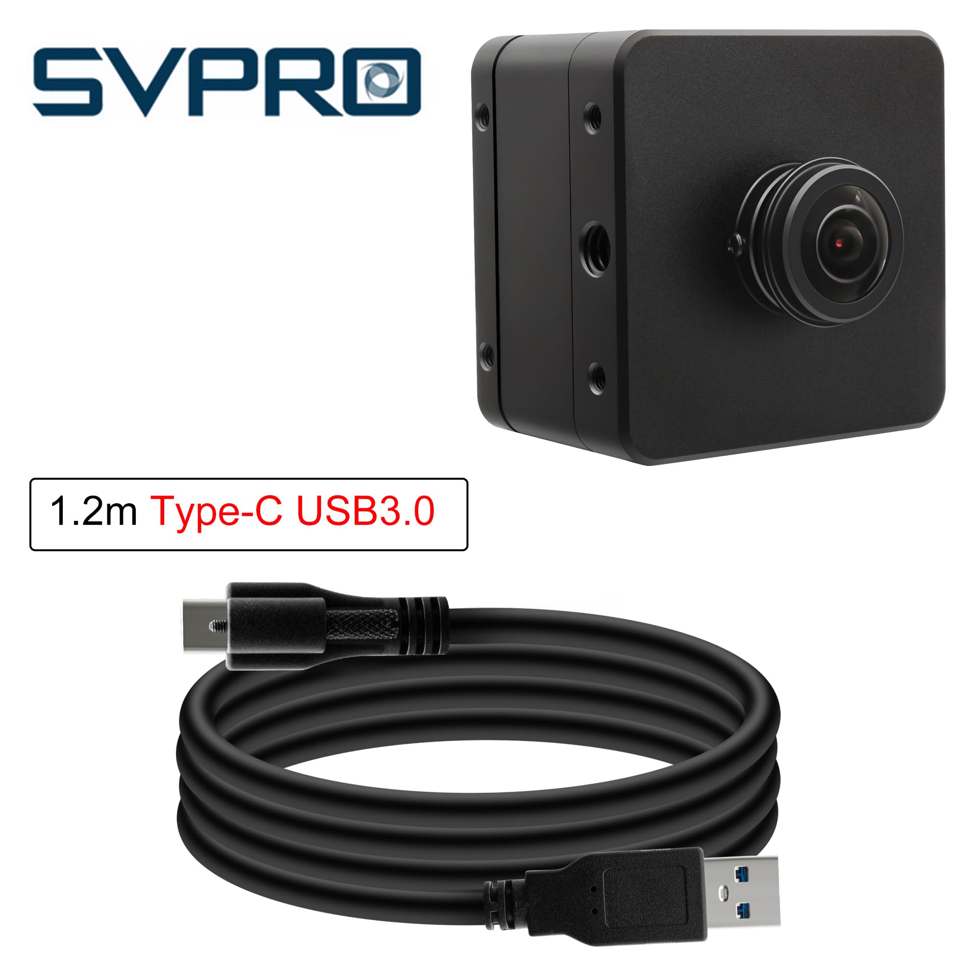 Svpro Fotocamera USB 3.0 da 12 MP, webcam ad alta velocità da 1080p a 230 fps con obiettivo fisheye da 204°e struttura in metallo, fotocamera UVC HD IMX577 per computer e laptop